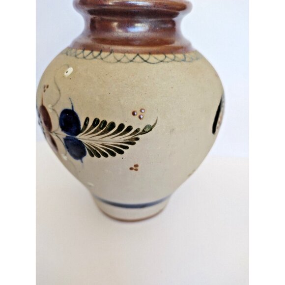 Mexican Folk Art Vase Tonala Pottery marked Tonala J Santana 6" Tall - Picture 2 of 8